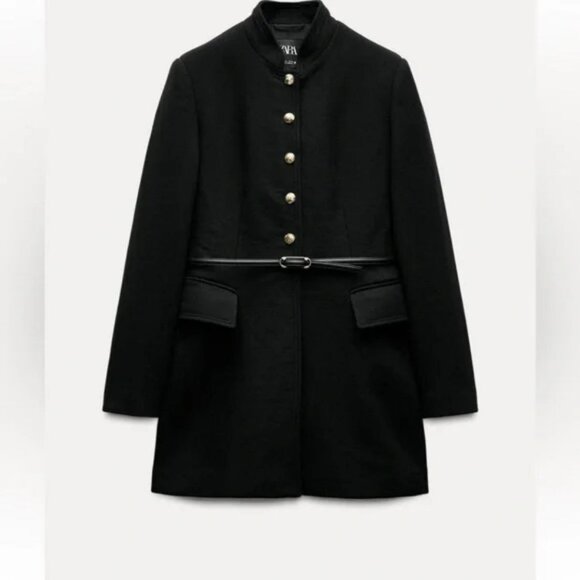 ZARA BELTED WOOL BLEND COAT